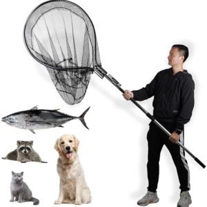 Dog Catch Net Pole, Animal Catching Net, Wildlife Control Tool, Large Fish Landing Net for Chicken Raccoon Duck Goose Bird Skunk Bat Raccoon Guinea Fowl Feral Cat Pigeon Tuna Goat - Heavy Duty