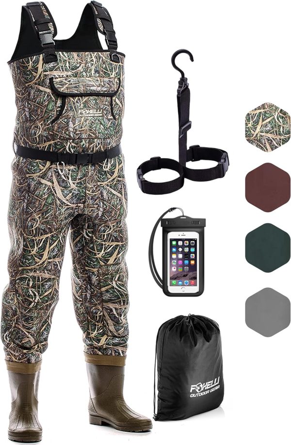Foxelli Chest Waders, Waterproof 4mm Neoprene Hunting & Fishing Waders for Men & Women with Boots - Image 9